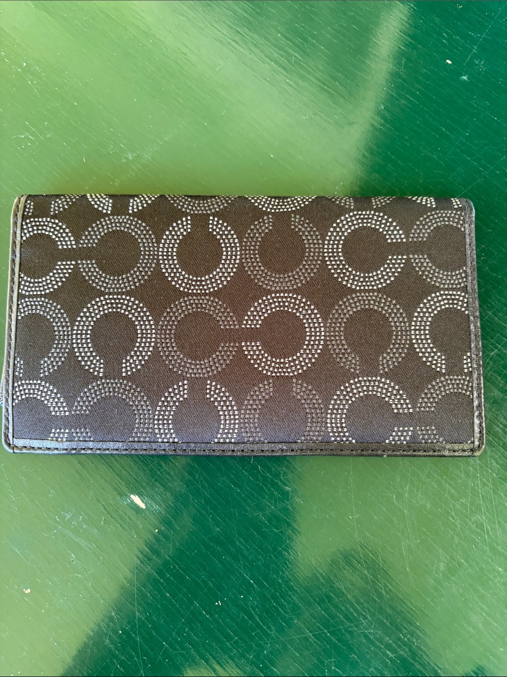 Coach Black Madison Dotted Op Art Signature “C” Checkbook/Wallet Slipcover